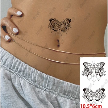 Krajkový Motýl Vodotěsné Dočasné Tetování Nálepka In Flower Space Star Moon Zápěstí Flash Falešné Tetování Tatto Body Art Ženy Muži
