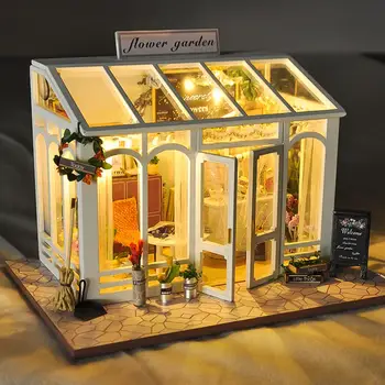 Ručně vyráběné Miniaturní Sada Panenka Dům Flower Garden House 3D Budovy Puzzle