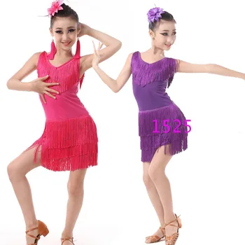 Děti Profesionální latinské Tance Oblečení, Dívky, latinské taneční Sál Taneční Šaty Děti Salsa Střapce Fázi Dancewear Kostýmy Šaty