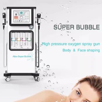 Nejprodávanější 7 v 1 Multifunkční Alice Vody Bubble Jet peel Kyslíku Sprej Obličejové Terapie, Ultrazvukové Aqua Stroje Pro Péči o Pleť