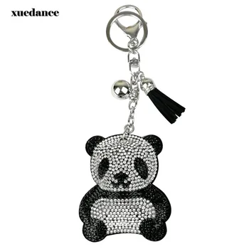 Nová Panda Kožená Klíčenka Střapcem Držák Na Klíče Kovové Křišťálový Přívěšek Na Klíče Keyring Charm Bag Auto Přívěsek Dárek Velkoobchod Cena