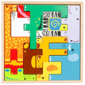 Tetris puzzle Klasické Dětské Dřevěné Kreslených Zvířat 3D Puzzle Kreativní Stavební Bloky Děti Vzdělávací Dřevěné Hračky, Dárkové