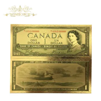 Suvenýry Dárky Pro 10Pcs/Lot Pro Kanadu Bankovky 1 Dolarové Bankovky Bankovky v 24K Gold Fólie Papírové Peníze Na Dárky
