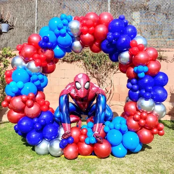 Super Hrdina Téma Party 3D Spiderman Balón Věnec Arch Kit Červená Modrá Koule Chlapce Narozeniny Babyshower Party Dekor Děti, Hračky