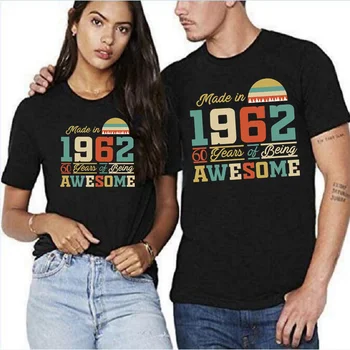 Vintage Classic 1962 T Shirt ženy 60 Let Dárek k Narozeninám Tričko Ležérní Pánské T-Shirt Letní Oblečení se Narodil v roce 1962 Oblečení