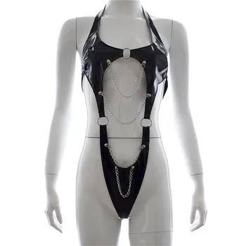 Ženy, Erotické spodní Prádlo Set Patent Kožené Duté Open Cup Podprsenku Striptérky Exotické Oblečení Oblečení pro Erotické oblečení kostýmy, rekvizity