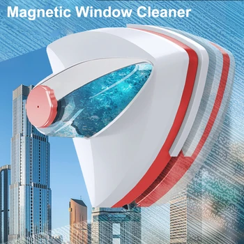 Magnetický Čistič Oken Kartáč Oboustranný Windows Cleaner Vypouštění Vody Sklo Stěrač Okna Čistič Magnet Nástrojů Pro Domácnost