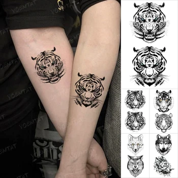 Zvíře Tygr Vlk Vodotěsné Dočasné Tetování Samolepky Chlapec Paže Body Art Převodu Děti Tatto Flash Falešné Tetování, Muži, Ženy