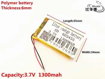 3.7 V,1300mAH,603455 Polymer lithium-ion / Li-ion baterie pro HRAČKY,POWER BANK,GPS,mp3,mp4