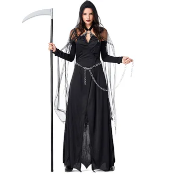 Dospělý, Černá Zlá Čarodějnice Kostým Ženy Cosplay Kostým Halloween Putování Duše Gothic Čarodějnice Dlouhé Šaty