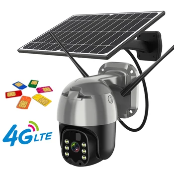 4G LTE Sim Kartu Solární WiFi PTZ Kamera 3MP Speed Dome Bezpečnostní Venkovní Kamera, Solární Panel Dobíjecí Inteligentní Energie PIR