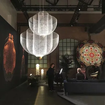 Moderní LED Kovová Mřížka Stropní Lustry Itálie Design Přívěsek Lampy Home Dekor Obývací Pokoj Závěsné Světlo Lustre Svítidla
