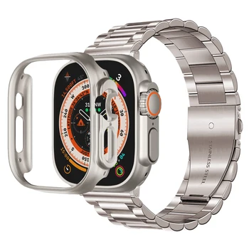2ks pro apple watch ultra band + pouzdro 49mm řady 8 7 45 mm 41 mm z Nerezové Oceli popruh s PC chránič kryt případě pro iwatch