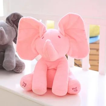 Plyšový Slon Hračka Vycpaných Zvířat Elektrický Vzdělávací Hračka GUND Animované Flappy Dítě Peekaboo Slona, Pohladit Uši, Zakrýt Oči Dumbo