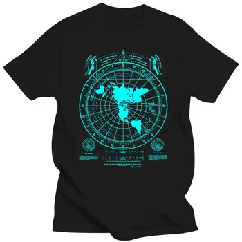 Pánské Oblečení Flat Earth Mapa T-Shirt, Země Je Plochá, Klenba, Vrstvy, Světový Řád