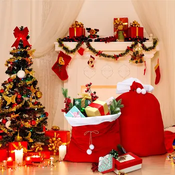 2023 Dárky Úložný Vak Se Stahovací Šňůrou Velké Sametové Santa Pytel Tašky Na Vánoční Dárek Hračky Vánoce Nový Rok Dekorace