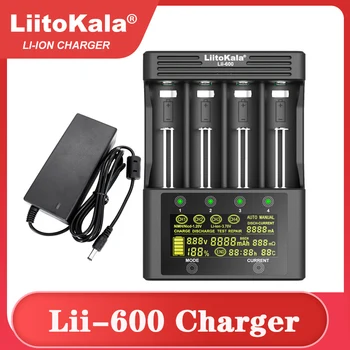 LiitoKala Lii-600 Nabíječka Pro Li-ion 3.7 V a NiMH 1,2 V baterie Vhodná pro 18650 26650 21700 26700 AA, AAA A další
