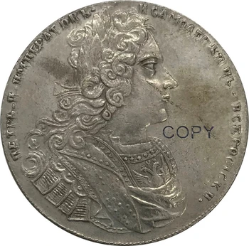 1727 Rusko 1 Rubl Petra II Cupronickel Pozlacené Stříbrné Sběratelské Mince Kopie