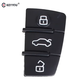 KEYYOU 3 Tlačítko Pad Gumové Remote Key Pad Shell Fob Pro Audi A3 A4 A5 A6 A8 Q5 Q7 TT S LINE, RS Auto Klíč Pouzdro