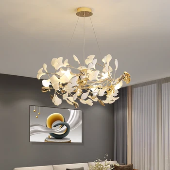 Ginkgo list lustr obývací pokoj lampa duplex villa světlo luxusní restaurace hotelu art kreativní návrhář dekorativní lampy