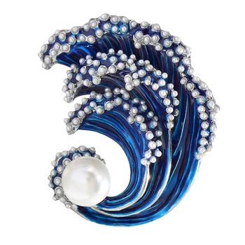 CINDY XIANG Pearl Modrá Barva Mořské Vlny Brože Kreativní Pin Elegantní Ženy A Muže, Doplňky, Vysoce Kvalitní 2 Barvy k Dispozici