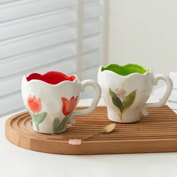 Nepravidelné Hrnek ručně malované květiny keramika snídaně šálek kávy hrnek mléka, hrnek šálek čaje pro Kolaudační Svatební Dárek k Narozeninám