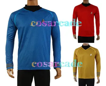 Star Trek Do Temnoty Kapitán Kirk/Spock Tričko, Odznak, Uniformu Šaty Cosplay Kostým Modrá Verze Velikost XS-XXXL