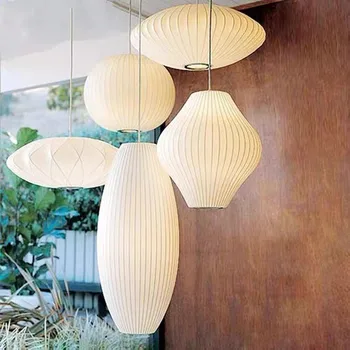 Japonské přívěsek světlo bílé minimalistický design lampy Hedvábné Tkaniny Lehké Oblečení nelson lampa Hadrem loft lucerna závěsná lampa