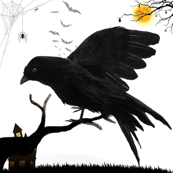 Černá Vrána Dekor Simulace Pták Havran Prop Zvířecí Model Halloween Zobrazení Události Strana Umělé Vrána Dekorace Dodávky Dárek