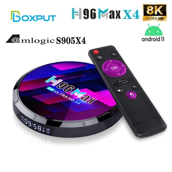 H96 MAX X4 Amlogic S905X4 Smart TV Box Android 11 4G/64G Quad Core 8K AV1 HDR+, Duální Wifi, BT 4.0 multimediální Přehrávač, TV Set-Top Box