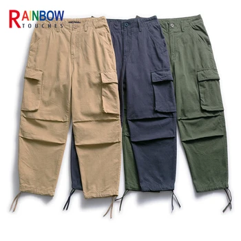 Rainbowtouches Módní Klasické Značky Pánské Cargo Kalhoty, Velké Kapsy Nástrojové Kalhoty Volné High Street Style Pevné Barevné Kombinézy