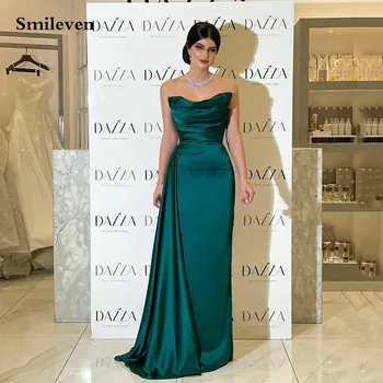 Smileven Lovec Zelené Sexy Bez Ramínek Mořská Panna Večerní Šaty Elegantní Záhybů Ples Šaty V Dubaji Celebrity Šaty Strana Šaty
