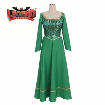 Kostým princezna Fiona Shrek Cosplay Šaty Halloween Efektní Zelené Šaty Oblečení pro Dospělé Ženy