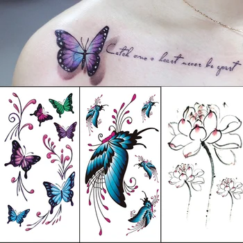 Květina Motýl Dočasné Tetování Nálepka Tělo, Nohy, Paže Umění Realistické Falešné Tetování Festival, Párty, Bikiny Ženy, Dívky Make-up 1KS