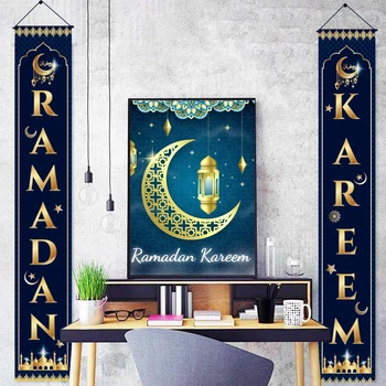 Eid Mubarak Dveře Banner Ramadánu Dekorace 2023 Eid Al Adha Islámský Muslimský Party Dekor Mubarak Ramadan Kareem Dekor pro Domácí