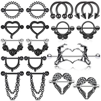 10 Styl 14G Bradavky Kroužky Nipplering pro Ženy, Rovný Jazyk Kroužky, Činka v bradavkách Piercing Šperky