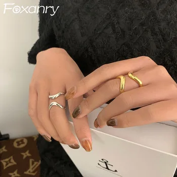 Evimi Minimalistický 925 Standardní Stříbrné Prsteny Pro Ženy Nové Módní Kreativní Kroucená Vlna Geometrické Narozeninovou Oslavu Šperky Dárky