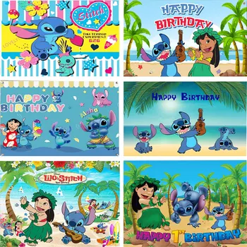 Disney Lilo a Stitch Pozadí, Narozeniny, Strana, Banner, Pozadí Pro Fotografování Dětí, Narozeniny, Party Dekorace Dodávky
