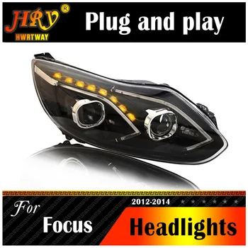 Car Styling Za Focus 2012 2013 2014 Far Focus 3 Faro LED DRL Lente A Doppio Raggio Bi-Xenon HID Accessori Auto