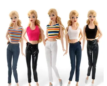 Módní 1/6 BJD Doll Oblečení Set pro Barbie Oblečení Crop Top Tank Kalhoty Kalhoty 11.5