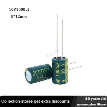 20ks 10V 1000UF 8 * 12 mm low ESR Hliníkové Elektrolytické Kondenzátor 1000 uf 10 V Elektrické Kondenzátory, vysokofrekvenční 20%