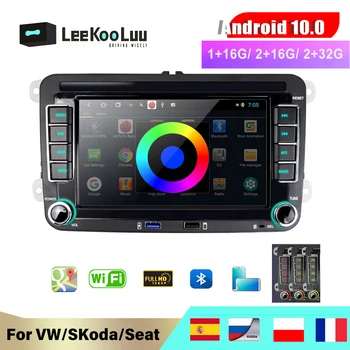 LeeKooLuu Auto Multimediální přehrávač, 2 Din autorádio Android Pro VW/Golf/Polo/Tiguan/Passat/b7/b6/SEAT/leon/Škoda/Octavia, GPS, Stereo