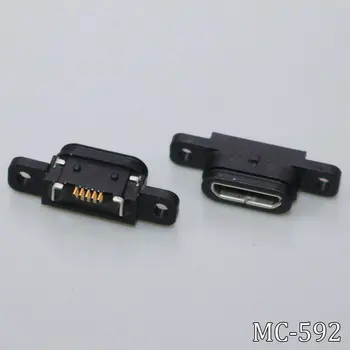 2ks Micro USB 5pin Nabíjecí Jack konektoru Dock Port 5P IP67 Vodotěsné Samice Konektor S Šroub Díru