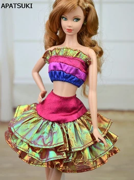 Vysoce Kvalitní Ručně Vyráběné Off Rameno Doll Šaty, Krátké Šaty Pro Barbie Dreamhouse Barevné Oblečení Pro 1/6 Panenky