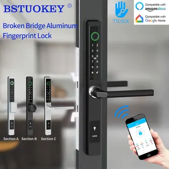 TTLOCK Aplikace, Elektronické Inteligentní Zamykání BLE Biometrické Ovládání Telefonu/Otisk prstu / M1 IC Karty / Heslo / USB Nouzové Klíče pro Odemknutí