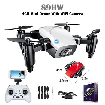 JDRC S9HW Mini Drone S Kamerou S9 Žádný Fotoaparát RC Quadcopter Wi-fi FPV Skládací Drony Výška Drží Kapesní Dron Hračka Dárek Pro Děti